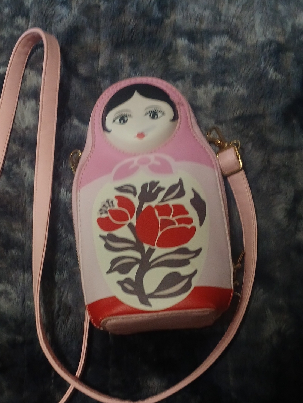 Pink Floral Matryoshka Crossbody Bag